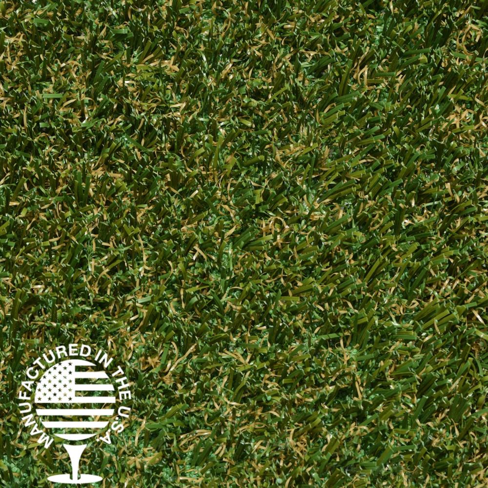 Close up image of brown and green artificial grass Close up image of brown and green artificial grass